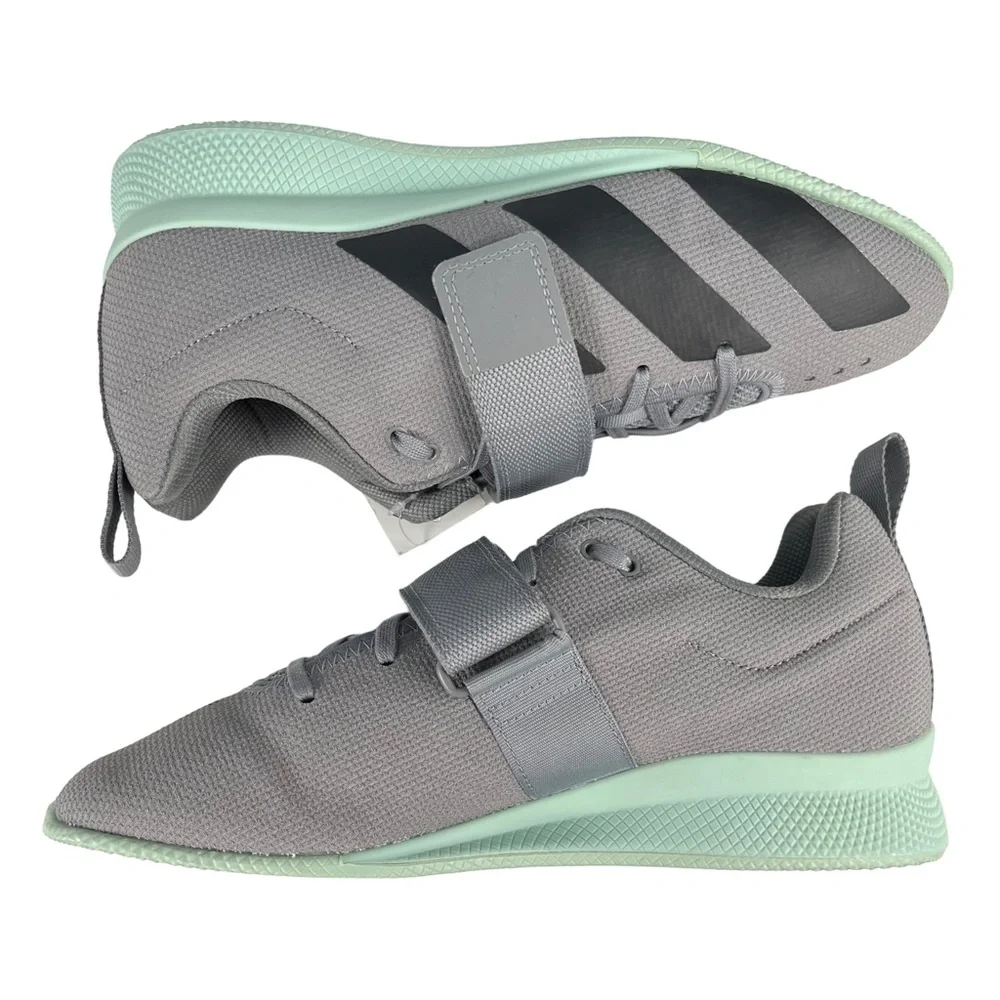 Adidas Adipower Men 8.5 Gray Mint Weightlifting Training Shoes‎